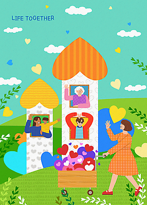 전신 PSD 식물 구름 여자 노년 남자 어린이 일러스트 하늘 주택 소년 여러명 상반신 성인 연두색 손들기 수레 하트 인사 봉사 장애인 손인사 가정의달 다문화가정 손하트 민트색 시각장애인 국내일러스트 자연요소 모양 컬러 다수 모션 사람 손짓 건물 초록색 카트 예절 도움 5월 다문화 장애 파일형식