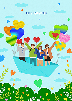 전신 PSD 구름 여자 남자 대학생 하늘색 일러스트 서기 들기 여러명 상반신 청년 성인 책 손들기 파이팅 주먹 만세 하트 비행 직장인 종이배 가정의달 하트풍선 풍선 사원증 성인만 국내일러스트 자연요소 모양 직업 학생 다수 비즈니스 모션 사람 파란색 5월 종이접기 파일형식