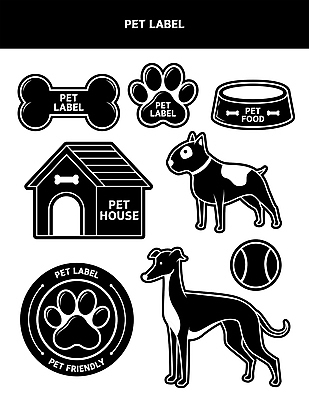 반려견 두마리 일러스트 공 사람없음 반려동물 장난감 라벨 검은색 원형 강아지 심플 개집 개발바닥 개발자국 개뼈다귀 개사료 국내일러스트 AI파일 도형 동물 컬러 2 프레임 개 먹이 발자국 발바닥 애견용품 애견간식 파일형식 벡터