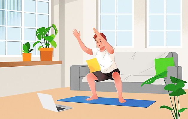 전신 PSD 남자 화분 다이어트 일러스트 창문 한명 성인 노트북 운동복 소파 운동 손들기 건강관리 매트 집중 성인남자한명만 스쿼트 홈트레이닝 땀흘리기 국내일러스트 1 옷 컨셉 의자 모션 건강 관리 사람 전자제품 남자한명만 성인남자만 파일형식 운동자세