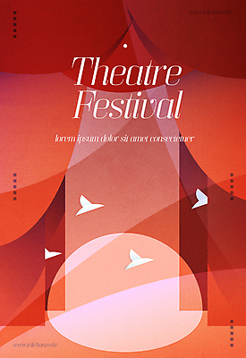 여러마리 일러스트 조류 타이포그라피 사람없음 빨간색 축제 공연 무대 커튼 공연장 스포트라이트 연극 공연예술 연극공연 지역축제 대한민국축제 예술축제 연극축제 국내일러스트 AI파일 동물 문자 예술 컬러 다수 문화예술 이벤트 극장 파일형식 벡터