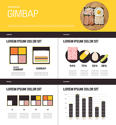 한식 일러스트 식재료 재료 오이 사람없음 노란색 계란 검은색 인포그래픽 김밥 햄 단무지 접는김밥 국내일러스트 AI파일 음식 컬러 채소 육류 알 파일형식 벡터