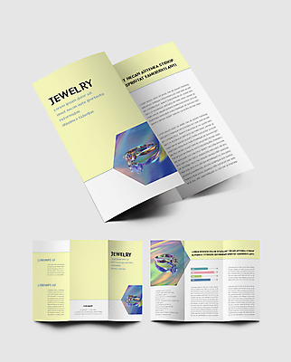 템플릿 표지디자인 표지 내지 리플렛 장신구 3단접지 그래프 팜플렛 사람없음 노란색 흰색 반지 보석반지 홀로그램 이미지템플릿 AI파일 컬러 보석 파일형식 벡터