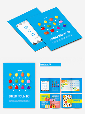 템플릿 리플렛 하늘색 키위 종류 감 팜플렛 사람없음 다양 레몬 자몽 파인애플 블루베리 슬라이스 복숭아 참외 라임 석류 망고 자두 용과 과일조각 두리안 인디자인 INDD 이미지템플릿 조각 다수 과일 파란색 열대과일 파일형식