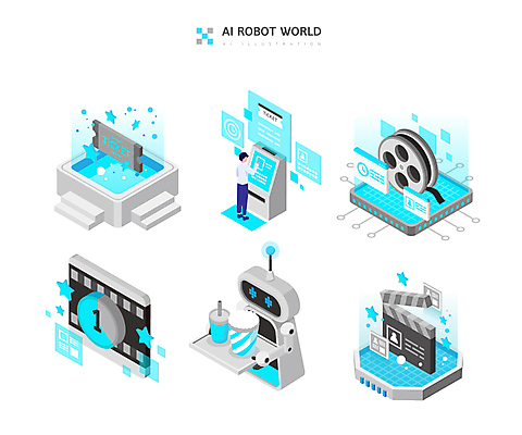 전신 남자 별 일러스트 쟁반 한명 서기 들기 성인 파란색 스크린 티켓 구매 클래퍼보드 영화관 필름 스마트 로봇 영화 서비스 콜라 팝콘 타이머 아이소메트릭 영화감상 영화산업 영화소품 영화티켓 키오스크 성인남자한명만 AI_인공지능 국내일러스트 AI파일 자연요소 1 산업 컬러 컨셉 모션 문화예술 사람 쇼핑 감상 극장 오브젝트 탄산음료 남자한명만 성인남자만 파일형식 벡터
