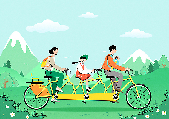전신 나무 구름 여자 남자 어린이 일러스트 가족 하늘 가족여행 산 함께함 소녀 여러명 성인 봄풍경 봄 아기 풀 승차 즐거움 백팩 자전거여행 라이딩 봄여행 아기띠 3인용자전거 국내일러스트 AI파일 자연요소 식물 계절 감정 여행 다수 컨셉 가방 관계 모션 사람 풍경 자전거 아기용품 파일형식 벡터