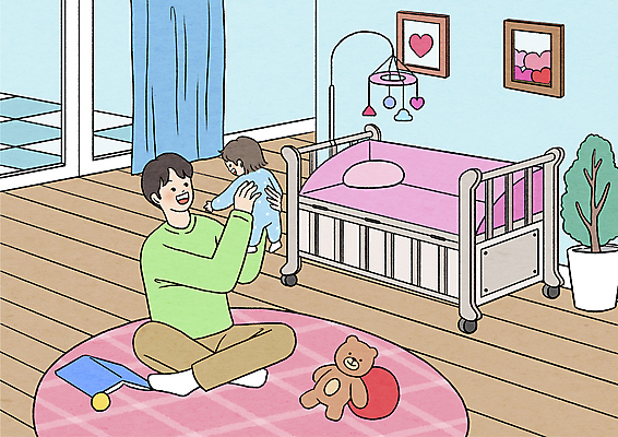 전신 PSD 여자 남자 딸 화분 액자 가사 거실 일러스트 앉기 성인 두명 책 장난감 곰인형 육아 매트 하트 아기 아빠 모빌 놀기 아기침대 들어올리기 육아대디 국내일러스트 모양 인형 가족 모션 사람 아기용품 침대 파일형식