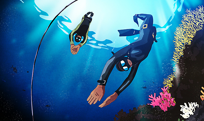 전신 PSD 여자 남자 바다 일러스트 어류 성인 두명 바닷속 수영 스노클링 산호초 물안경 열대어 잠수 잠수복 성인만 프리다이빙 국내일러스트 옷 사람 수중 수중동물 수상스포츠 수중식물 수영용품 파일형식