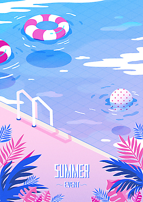 물결 일러스트 사다리 수영장 사람없음 물 여름 여름휴가 바캉스 보라색 여름풍경 떠있는 비치볼 튜브 야자수잎 몬스테라 연분홍색 잔물결 트로피컬아트 여름배경 국내일러스트 AI파일 자연요소 식물 계절 분홍색 컬러 백그라운드 잎 공 모션 휴가 바캉스용품 풍경 도구 그림 파일형식 벡터 여름_계절