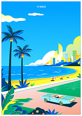구름 일러스트 자동차 하늘 빌딩 해변 사람없음 건물 여름 여름휴가 바캉스 모래사장 야자수 맑음 여름풍경 도시 파라솔 풀 오픈카 복고 야자수잎 스프링쿨러 하와이무궁화 히비스커스 트로피컬아트 여름배경 국내일러스트 AI파일 자연요소 나무 식물 건축물 계절 꽃 육상교통 바다 백그라운드 잎 승용차 날씨 휴가 풍경 그림 파일형식 벡터 여름_계절