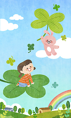 전신 PSD 구름 한마리 여자 어린이 동물캐릭터 무지개 일러스트 하늘 주택 한명 소녀 초원 비행 토끼 잡기 네잎클로버 승차 무릎꿇기 즐거움 어린이상상 소녀한명만 국내일러스트 일러캐릭터 자연요소 식물 동물 캐릭터 1 감정 포유류 모션 상상 사람 건물 반려동물 클로버 여자한명만 소녀만 파일형식