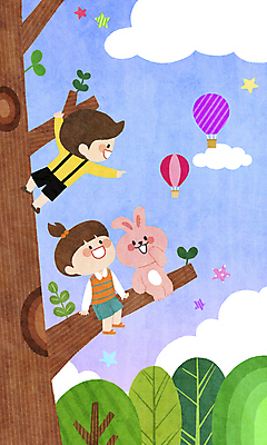 전신 PSD 나무 구름 한마리 여자 남자 별 어린이 동물캐릭터 일러스트 하늘 매달리기 앉기 소녀 소년 두명 열기구 토끼 구경 즐거움 어린이상상 어린이만 국내일러스트 일러캐릭터 자연요소 식물 동물 캐릭터 1 감정 포유류 항공교통 모션 상상 사람 반려동물 파일형식