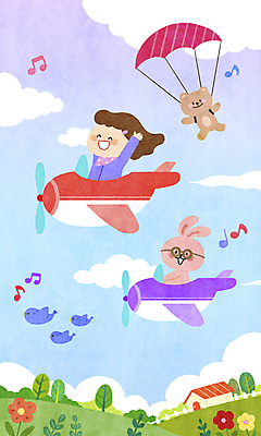 PSD 구름 여자 꽃 어린이 동물캐릭터 음표 여러마리 일러스트 곰 조류 하늘 비행기 주택 한명 소녀 초원 상반신 만세 운전 비행 토끼 승차 즐거움 낙하산 어린이상상 패러글라이딩 파랑새 소녀한명만 국내일러스트 일러캐릭터 자연요소 식물 동물 캐릭터 1 기호 감정 음악 스포츠 다수 포유류 항공교통 모션 상상 대중교통 사람 건물 반려동물 여자한명만 소녀만 파일형식