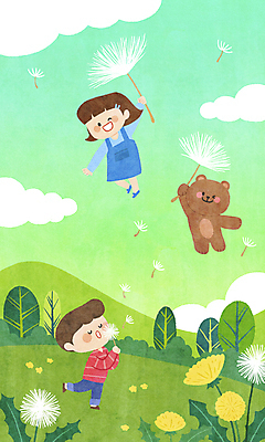 전신 PSD 나무 구름 한마리 여자 남자 어린이 동물캐릭터 일러스트 곰 하늘 산 서기 소녀 소년 초원 두명 공중 연두색 비행 잡기 민들레 불기 즐거움 어린이상상 민들레홀씨 어린이만 국내일러스트 일러캐릭터 자연요소 식물 동물 캐릭터 1 꽃 감정 포유류 모션 상상 사람 초록색 파일형식