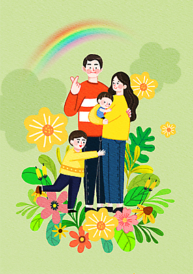 전신 PSD 여자 남자 꽃 아들 어린이 무지개 일러스트 가족 포옹 엄마 함께함 가족애 서기 소년 여러명 성인 연두색 화목 다정 아기 풀 아빠 손하트 소통 들어올리기 국내일러스트 자연요소 식물 다수 컨셉 관계 안기 모션 사랑 사람 손짓 초록색 파일형식