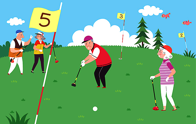 전신 나무 구름 여자 할아버지 노년 남자 할머니 골프 일러스트 골프장 조류 필드 레저 골프공 대화 서기 들기 여러명 취미 야외 걷기 놀람 골프웨어 즐거움 퍼팅 골프깃발 노인만 파크골프 국내일러스트 AI파일 자연요소 식물 동물 옷 감정 포즈 다수 공 스포츠시설 모션 골프용품 표정 말하기 사람 성인 구기 깃발 성인만 파일형식 벡터