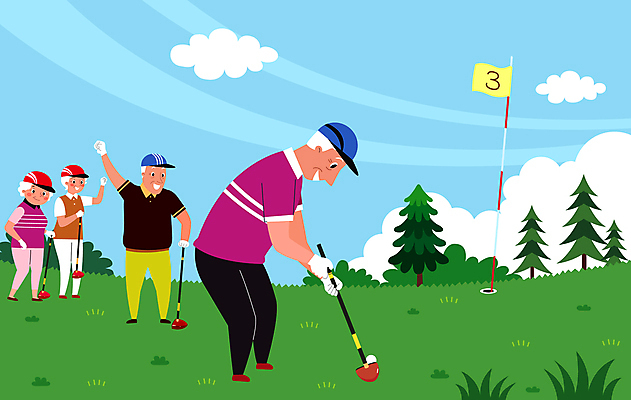 전신 나무 구름 여자 할아버지 노년 남자 할머니 골프 일러스트 응원 골프장 필드 레저 함께함 서기 여러명 취미 야외 손들기 파이팅 주먹 골프채 골프웨어 즐거움 퍼팅 골프깃발 노인만 파크골프 국내일러스트 AI파일 자연요소 식물 옷 감정 포즈 다수 컨셉 스포츠시설 모션 골프용품 사람 성인 구기 깃발 성인만 파일형식 벡터
