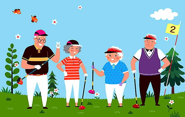 전신 나무 구름 여자 할아버지 노년 남자 꽃 할머니 허리손 골프 일러스트 골프장 조류 필드 레저 함께함 서기 웃음 들기 여러명 취미 야외 골프채 골프웨어 즐거움 브이 골프깃발 노인만 파크골프 국내일러스트 AI파일 자연요소 식물 동물 옷 감정 포즈 다수 컨셉 스포츠시설 모션 골프용품 표정 사람 손짓 성인 구기 깃발 성인만 파일형식 벡터