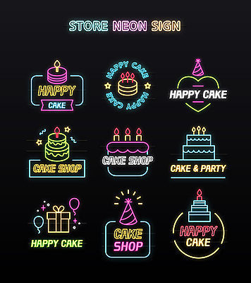 일러스트 간판 사람없음 선물상자 상자 파티 케이크 사각형 고깔모자 하트 원형 심볼 네온 풍선 2단케이크 국내일러스트 AI파일 모양 도형 모자_잡화 디저트 선물 이벤트 파일형식 벡터