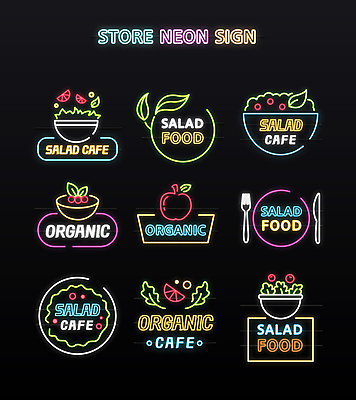 포크 잎 토마토 채소 일러스트 간판 사람없음 사각형 카페 샐러드 원형 나이프 사과 심볼 유기농 네온 건강식 샐러드바 믹싱볼 국내일러스트 AI파일 도형 식물 그릇 식기 웰빙 음식 과일 상점 칼 파일형식 벡터