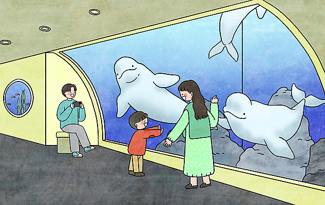 전신 PSD 여자 남자 아들 어린이 일러스트 가족 엄마 세마리 서기 들기 앉기 소년 성인 세명 스마트폰 소풍 사진촬영 다리꼬기 돌_바위 가리킴 아빠 구경 수족관 아쿠아리움 벨루가 국내일러스트 관계 모션 3 사람 손짓 핸드폰 스마트기기 야외활동 촬영 고래 파일형식