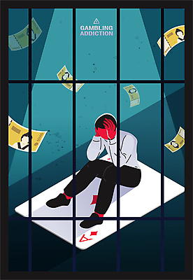 전신 남자 지폐 일러스트 그림자 한명 앉기 성인 파란색 트럼프 범죄 도박 좌절 감옥 스포트라이트 오만원 중독 갇힘 감싸기 철창 얼굴없음 성인남자한명만 중독자 도박중독 주저앉기 국내일러스트 AI파일 1 감정 컬러 컨셉 돈 모션 사람 놀이용품 남자한명만 성인남자만 파일형식 벡터