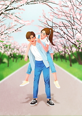 전신 PSD 커플 공원 여자 남자 행복 데이트 일러스트 장난 사랑 서기 웃음 성인 두명 다정 봄 벚꽃 벚나무 즐거움 업기 찌르기 공원길 성인만 국내일러스트 나무 계절 공공시설 꽃 감정 길 컨셉 관계 모션 표정 사람 파일형식