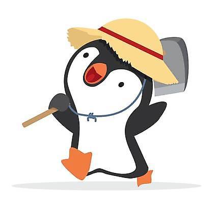 EPS 해외이미지 한마리 일러스트 들기 사람없음 귀여움 펭귄 펭귄캐릭터 괭이 해외일러스트 1 동물캐릭터 컨셉 모션 조류 파일형식 벡터 이미지허브