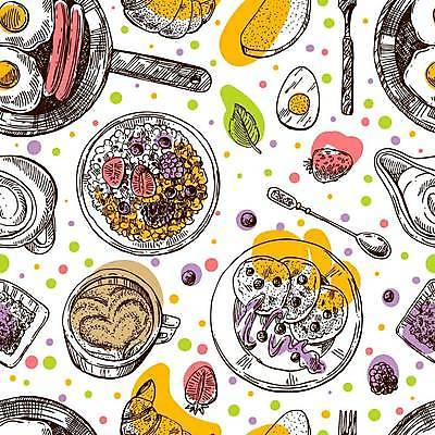 EPS 해외이미지 디자인 커피 일러스트 딸기 요리 사람없음 계란 숟가락 샐러드 소시지 아침식사 계란프라이 스케치 팬케이크 해외일러스트 음료 음식 과일 수저 미술 케이크 알 식사 가공식품 계란요리 파일형식 벡터 이미지허브