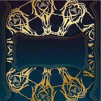 EPS 해외이미지 문양 디자인 백그라운드 일러스트 프레임 사람없음 금색 화려 고급 남색 카피스페이스 국경 해외일러스트 컬러 컨셉 공백 파일형식 벡터 이미지허브