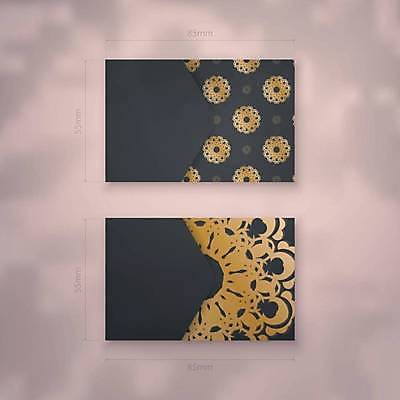 EPS 해외이미지 디자인 백그라운드 패턴 일러스트 명함 사람없음 세트 검은색 금색 고급 만다라 목업 해외일러스트 컬러 컨셉 무늬 파일형식 벡터 이미지허브