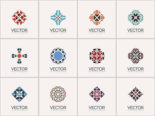 EPS 해외이미지 디자인 일러스트 추상 사람없음 세트 컬러풀 오리엔탈 심볼 만다라 해외일러스트 컬러 무늬 파일형식 벡터 이미지허브