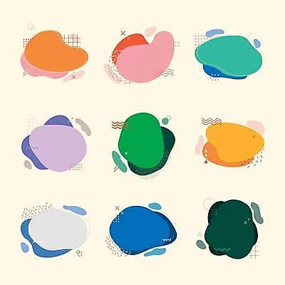 EPS 해외이미지 디자인 스티커 일러스트 추상 사람없음 세트 원형 엘리먼트 멤피스디자인 해외일러스트 도형 무늬 파일형식 벡터 이미지허브