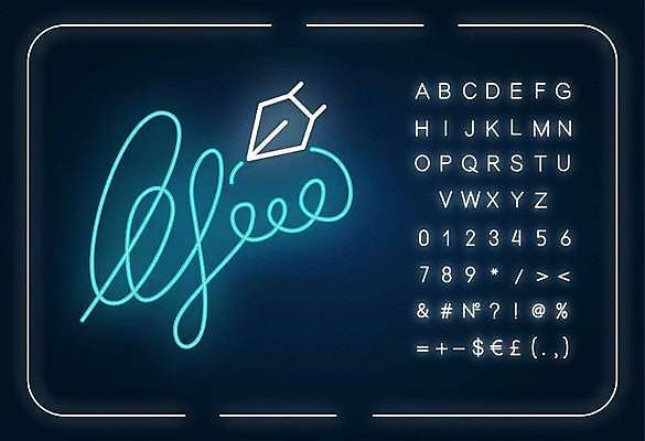 EPS 해외이미지 알파벳 선 백그라운드 일러스트 타이포그라피 사람없음 만년필 화려 심볼 사인 네온 형광등 해외일러스트 문자 영어 컨셉 전등 펜 파일형식 벡터 이미지허브