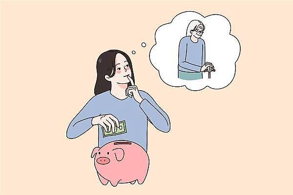 EPS 해외이미지 라이프스타일 여자 노년 말풍선 지폐 일러스트 상상 지팡이 들기 상반신 성인 두명 일상 주황색 저축 돼지저금통 노후대책 노후자금 여자만 해외일러스트 컬러 돈 모션 사람 라이프 생활 금융 노후 저금통 파일형식 벡터 이미지허브