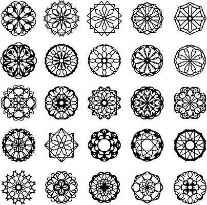 EPS 해외이미지 디자인 일러스트 추상 사람없음 세트 오리엔탈 심볼 만다라 해외일러스트 무늬 파일형식 벡터 이미지허브