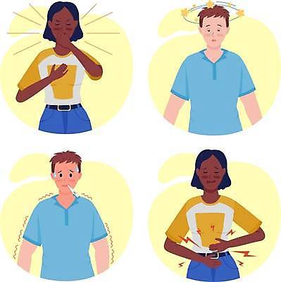 EPS 해외이미지 여자 남자 일러스트 여러명 성인 세트 노란색 고통 질병 온도계 체온계 고열 기절 기침 발열 복통 오한 체온측정 현기증 성인만 해외일러스트 감정 컬러 다수 의학 사람 측정 온도 증상 파일형식 벡터 이미지허브