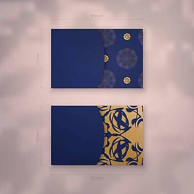 EPS 해외이미지 디자인 백그라운드 패턴 일러스트 명함 사람없음 파란색 세트 금색 고급 만다라 목업 해외일러스트 컬러 컨셉 무늬 파일형식 벡터 이미지허브