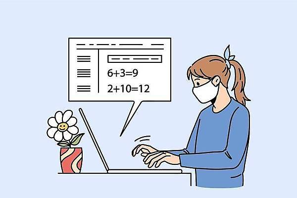 EPS 해외이미지 여자 교육 꽃 화분 일러스트 청소년 한명 상반신 덧셈 문제 십대여자한명만 해외일러스트 식물 1 사람 수학 여자한명만 십대여자만 파일형식 벡터 이미지허브