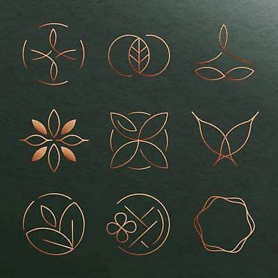 EPS 해외이미지 디자인 꽃 잎 일러스트 사람없음 초록색 세트 다양 고급 우아함 심볼 해외일러스트 식물 컬러 다수 컨셉 파일형식 벡터 이미지허브