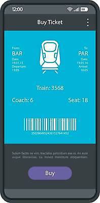 EPS 해외이미지 디자인 여행 컨셉 인터넷 일러스트 모바일 사람없음 파란색 스마트폰 디지털 스크린 검은색 기차 티켓 플랫 어플리케이션 스마트 서비스 레이아웃 바코드 예약 UI 기차표 엘리먼트 인터페이스 목업 와이어프레임 해외일러스트 육상교통 컬러 대중교통 핸드폰 스마트기기 파일형식 벡터 이미지허브