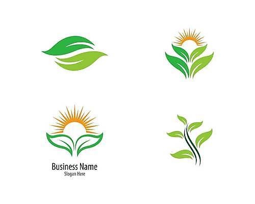 EPS 해외이미지 잎 일러스트 사람없음 연두색 세트 태양 심볼 에코 친환경 해외일러스트 자연요소 식물 초록색 환경 파일형식 벡터 이미지허브