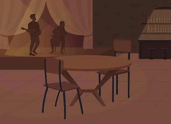 EPS 해외이미지 여자 남자 실루엣 가구 일러스트 탁자 성인 두명 공연 무대 바 성인만 해외일러스트 생활용품 촬영기법 사람 이벤트 파일형식 벡터 이미지허브