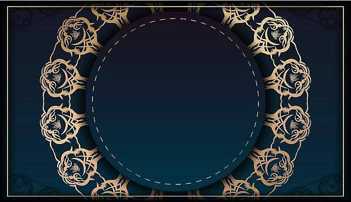 EPS 해외이미지 문양 점선 백그라운드 일러스트 사람없음 금색 빈티지 원형 화려 고급 남색 해외일러스트 도형 선 컬러 컨셉 파일형식 벡터 이미지허브