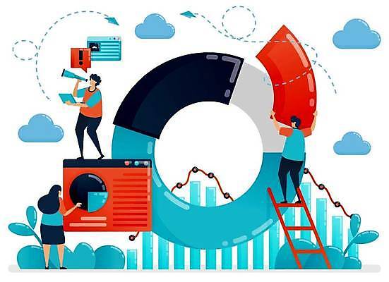 EPS 해외이미지 식물 여자 남자 일러스트 비즈니스 사다리 그래프 성인 세명 망원경 종이비행기 성인만 해외일러스트 사람 도구 종이접기 파일형식 벡터 이미지허브