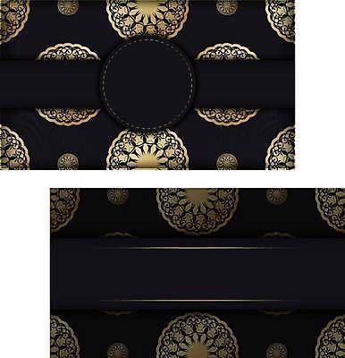 EPS 해외이미지 문양 백그라운드 패턴 일러스트 사람없음 검은색 금색 화려 고급 엽서 해외일러스트 컬러 컨셉 무늬 편지 파일형식 벡터 이미지허브