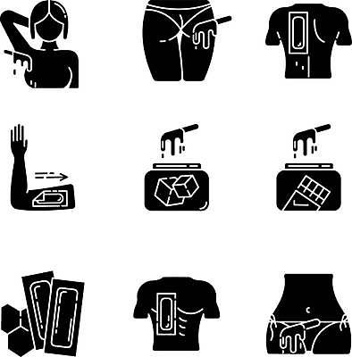 EPS 해외이미지 일러스트 신체부위 뷰티 얼음 엉덩이 가슴 피부관리 팔 허벅지 왁스 왁싱 위생관리 제모 겨드랑이 제모용품 왁스스트립 해외일러스트 자연요소 관리 사람 파일형식 벡터 이미지허브