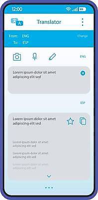 EPS 해외이미지 디자인 컨셉 일러스트 모바일 사람없음 파란색 스마트폰 디지털 스크린 회색 가르침 플랫 어플리케이션 서비스 레이아웃 UI 인터페이스 번역 해외일러스트 교육 컬러 핸드폰 스마트기기 파일형식 벡터 이미지허브