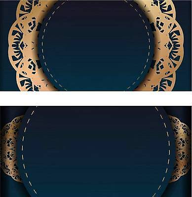 EPS 해외이미지 문양 점선 백그라운드 일러스트 사람없음 파란색 금색 원형 화려 고급 해외일러스트 카드프레임 도형 선 컬러 컨셉 프레임 파일형식 벡터 이미지허브