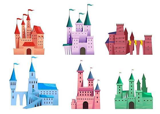 EPS 해외이미지 일러스트 사람없음 그래픽 게임 성 오브젝트 소재 엘리먼트 해외일러스트 건축물 놀이 파일형식 벡터 이미지허브